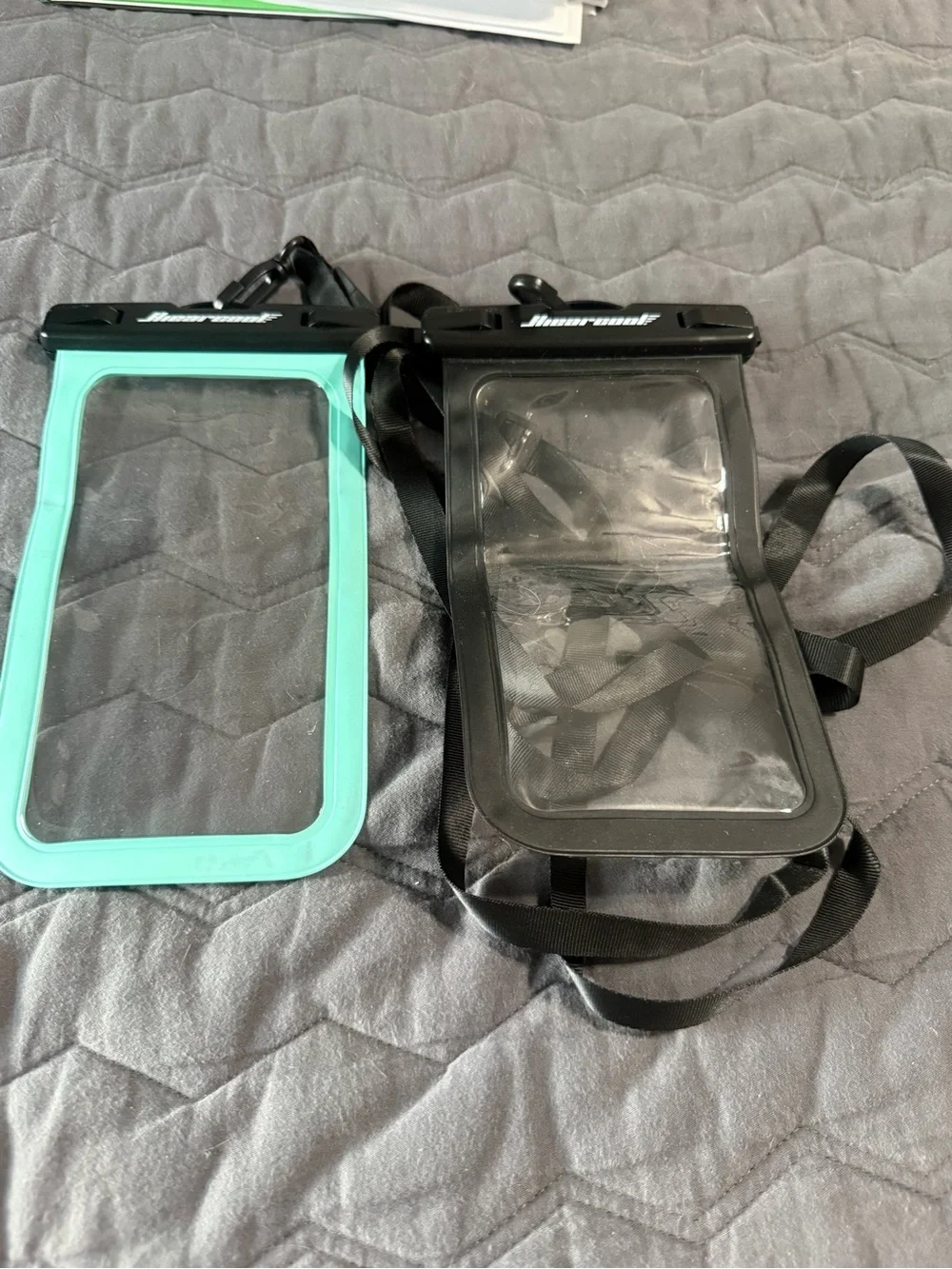Waterproof Phone Pouch Case with Lanyard - Black & Teal